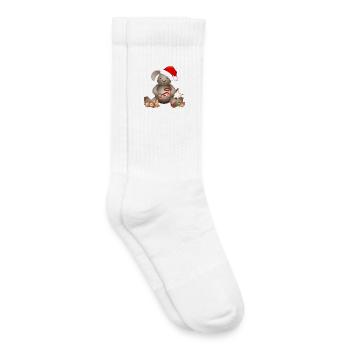 lapin doré pour Noël avec chapeau de Noël - Chaussettes de tennis bio enfant - blanc - Droite