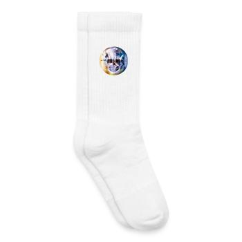 extravaganter Totenkopf in bunt schimmernder Farbe - Kinder Tennissocken - Weiß - Rechts