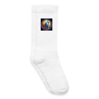Wolf heult den Mond an - Kinder Tennissocken - Weiß - Rechts