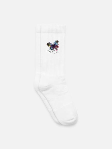 Regenbogen Schmetterling Spritzer free to love  - Kinder Tennissocken - Weiß