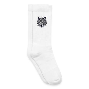 Wolf decorated with Mandalas - Kids Tennis Socks - white - Right