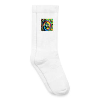 Paon Pop Art - Chaussettes de tennis bio enfant - blanc - Droite