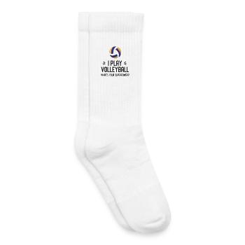 Je joue au volley-ball. Quel est votre superpouvoir ? - Chaussettes de tennis bio enfant - blanc - Droite
