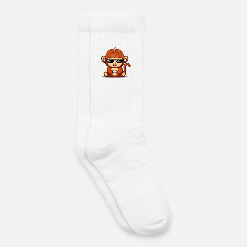 Gaming Affe - Kinder Tennissocken - Weiß