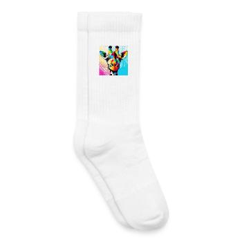 Girafe Pop Art - Chaussettes de tennis bio enfant - blanc - Droite