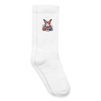 Rabbit decorated with flowers - Kids Tennis Socks - white - Right