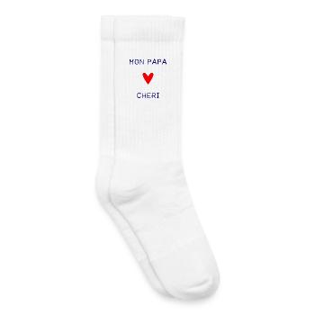 PAPA. VATERTAG. FROHER VATERTAG. ALLES GUTE ZUM GEBURTSTAG. - Kinder Tennissocken - Weiß - Rechts