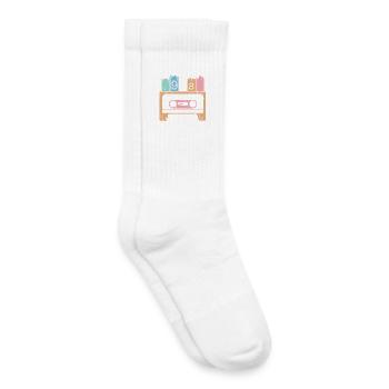 Cassette Music 90s 1990s Used Look Classic Logo - Kids Tennis Socks - white - Right