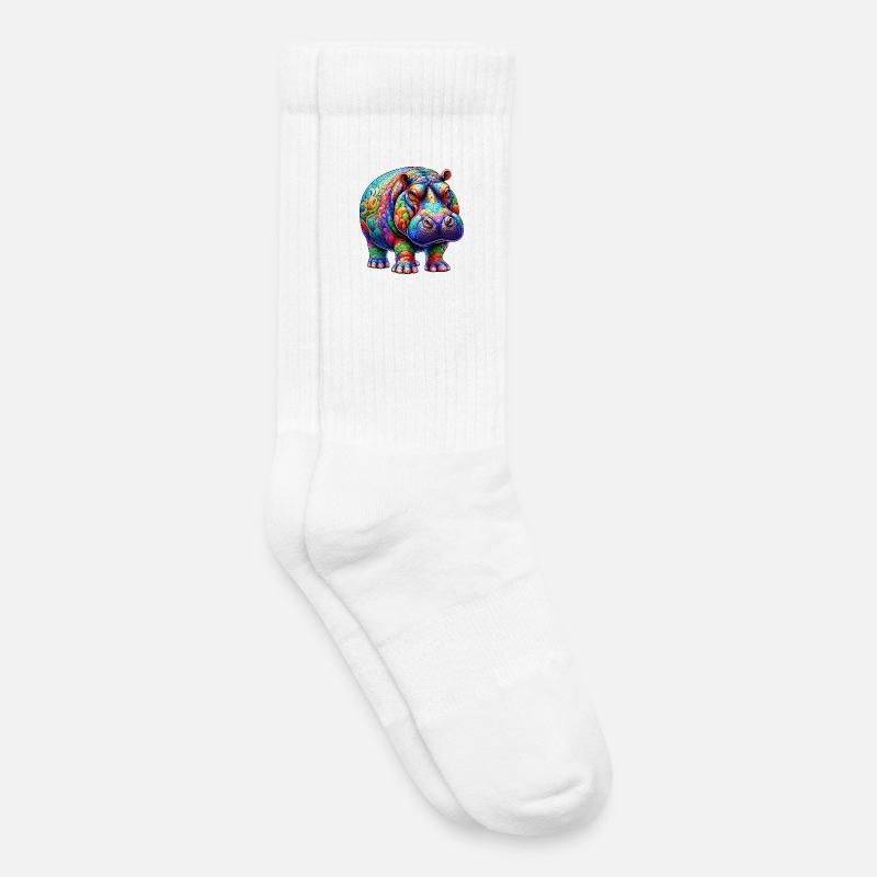 Nilpferd - Kinder Tennissocken - Weiß