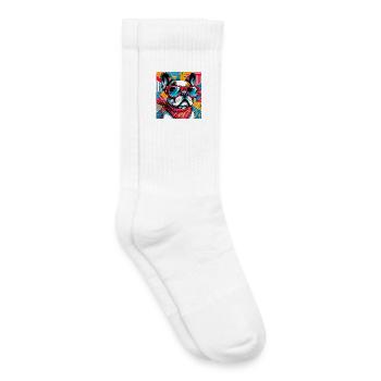 Französischer Bulldoggenhund - Kinder Tennissocken - Weiß - Rechts
