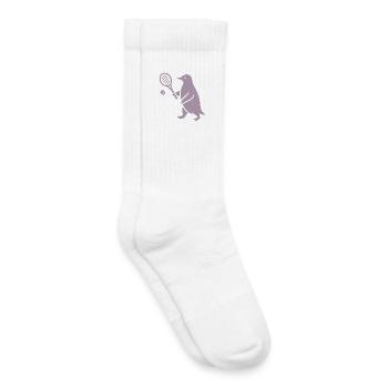 Minimalistischer Pinguin Tennisspieler - Kinder Tennissocken - Weiß - Rechts