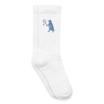 Minimalistischer Pinguin Tennisspieler - Kinder Tennissocken - Weiß - Rechts