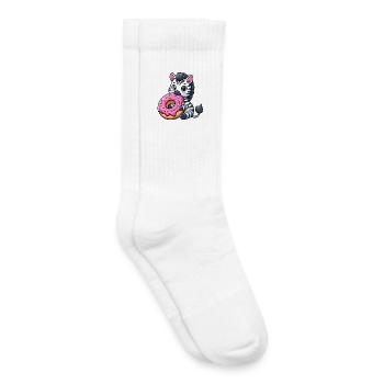 Cute Zebra Donut Cartoon Treats Fun - Kids Tennis Socks - white - Right
