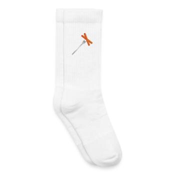 Saucisses grillées à la fourchette – Motif BBQ rustique - Chaussettes de tennis bio enfant - blanc - Droite