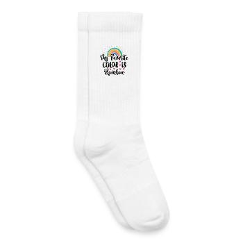LGBTQ Pride Month - Meine Lieblingsfarbe ist Regenbogen - Kinder Tennissocken - Weiß - Rechts
