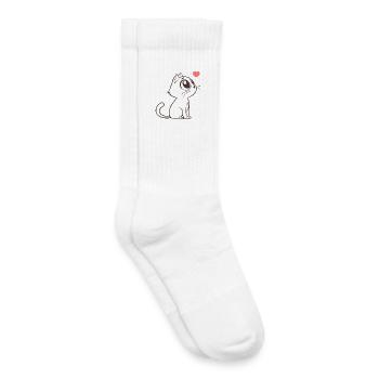 Entzückende Katze mit rosa Herzen - Kinder Tennissocken - Weiß - Rechts