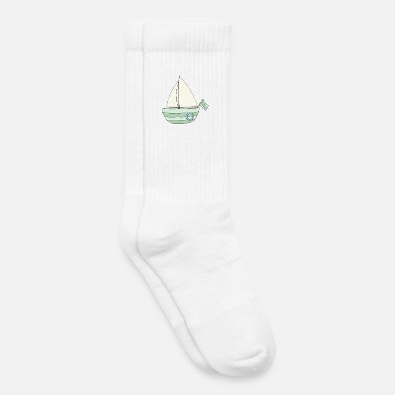 Verspieltes Segelboot Muster - Kinder Tennissocken - Weiß