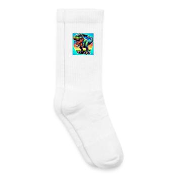 dinosaure - Chaussettes de tennis bio enfant - blanc - Droite