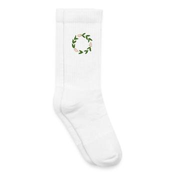 Elegante botanische Blumenkreismotiv - Kinder Tennissocken - Weiß - Rechts