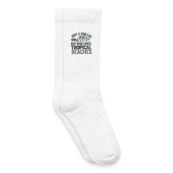 Entspannter tropischer Strandliebhaber, Urlaub - Kinder Tennissocken - Weiß - Rechts