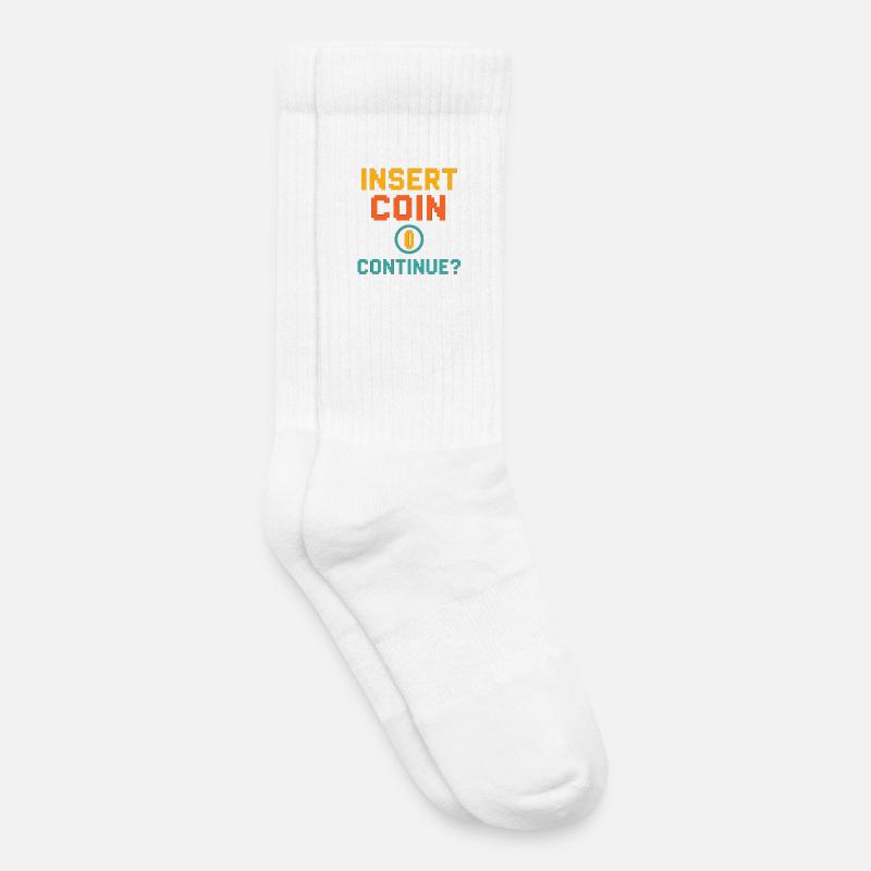 Insert Coin – Continue? - Kinder Tennissocken - Weiß