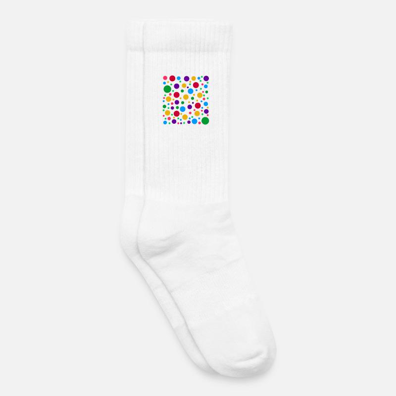 Buntes Polka Dot Muster – hell fleckig gepunktet - Kinder Tennissocken - Weiß