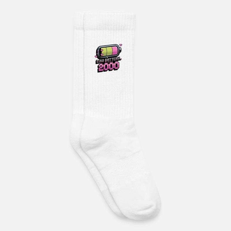 Y2K Retro – Low Battery Since 2000 - Kinder Tennissocken - Weiß