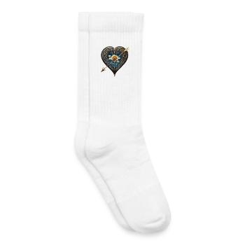 coeur en filigrane avec rose et flèche - Chaussettes de tennis bio enfant - blanc - Droite
