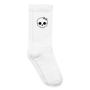 Cute skull with bow | Girly Goth - Kids Tennis Socks - white - Right