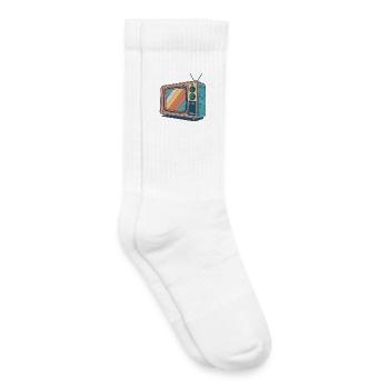 Vintage TV Colorful Stripes - Kids Tennis Socks - white - Right