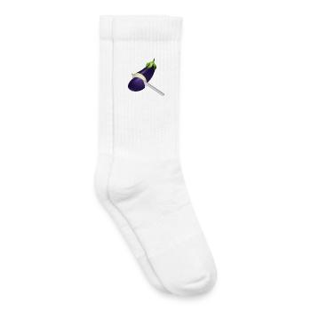 Aubergine lumineuse avec couteau de cuisine - Chaussettes de tennis bio enfant - blanc - Droite