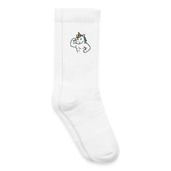 Licorne forte et flexible avec art coloré de crinière - Chaussettes de tennis bio enfant - blanc - Droite