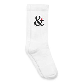 Ampersand with red star accent - Kids Tennis Socks - white - Right