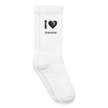 J’adore Édimbourg – Architecture de la ville en pierre - Chaussettes de tennis bio enfant - blanc - Droite
