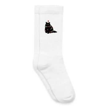 Christmas Cat with Fairy Lights - Kids Tennis Socks - white - Right