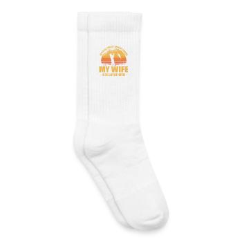 Épouse et tenue de pêcheur drôle de pêcheur - Chaussettes de tennis bio enfant - blanc - Droite