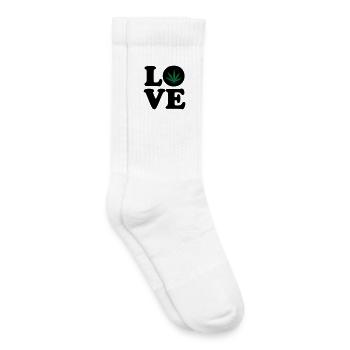 Love weed cannabis  - Chaussettes de tennis bio enfant - blanc - Droite