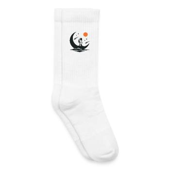 Minimalist astronaut on the crescent moon - Kids Tennis Socks - white - Right