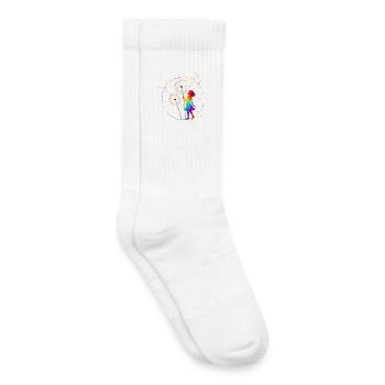 Fille arc-en-ciel avec pissenlit - Chaussettes de tennis bio enfant - blanc - Droite