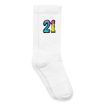 21 Number Colorful - Kids Tennis Socks - white - Right