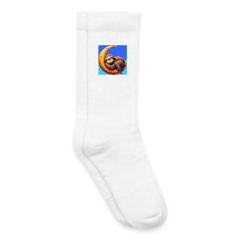 Sloth sleeps on the Moon - Kids Tennis Socks - white - Right