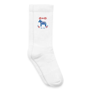 Scandinavian Dala Horse Folk Art Floral Design - Kinder Tennissocken - Weiß - Rechts