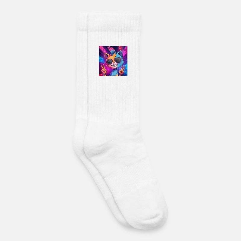 Frankensteen: Cyberpunk Kitty - Kinder Tennissocken - Weiß
