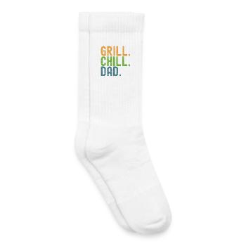 BBQ. Chill. Dad. Dads and crickets. - Kids Tennis Socks - white - Right