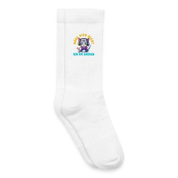 Höre Dich Nicht Bin Am Zocken Süße Katze Gamer - Kinder Tennissocken - Weiß - Rechts
