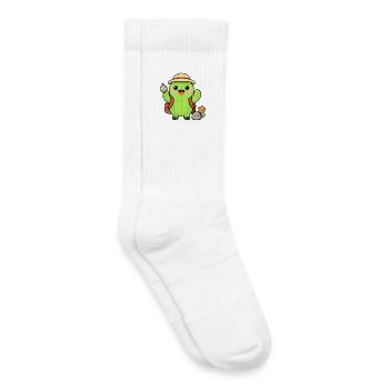 Cactus explorateur avec sac à dos - Chaussettes de tennis bio enfant - blanc - Droite