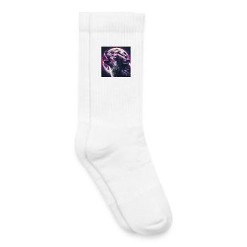 Le loup hurle à la pleine lune - Chaussettes de tennis bio enfant - blanc - Droite