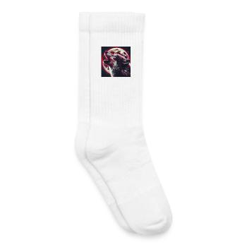 Le loup hurle à la pleine lune - Chaussettes de tennis bio enfant - blanc - Droite