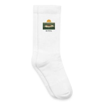Eifel Volcano | Vintage Nature Poster - Kids Tennis Socks - white - Right