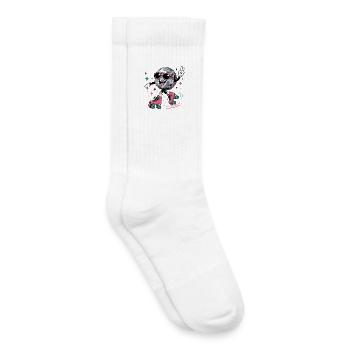 Disco Kugel auf Rollschuhen Retro Style - Kinder Tennissocken - Weiß - Rechts